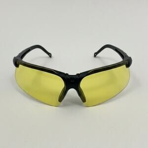 Sporty Shield Wraparound Black Frame Yellow Tinted Sunglasses